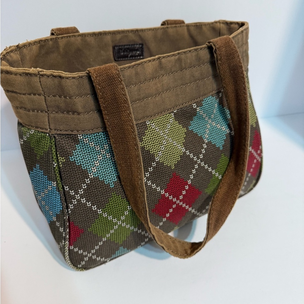 Thirty-One Argyle Shoulder Bag in Brown and Multicolor, Fall and Winter